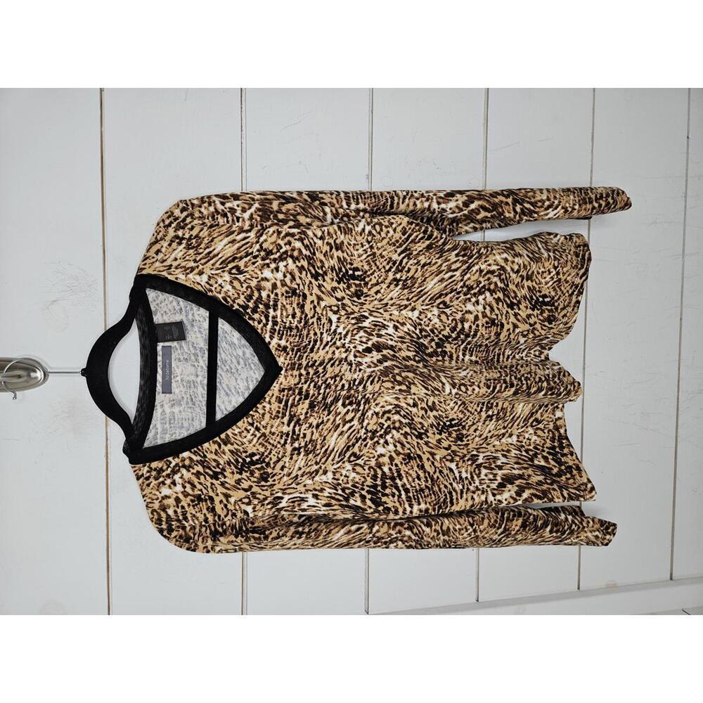 Liz Claiborne Xl Brown & Tan Cheetah Print Stretchy Long Sleeve Top